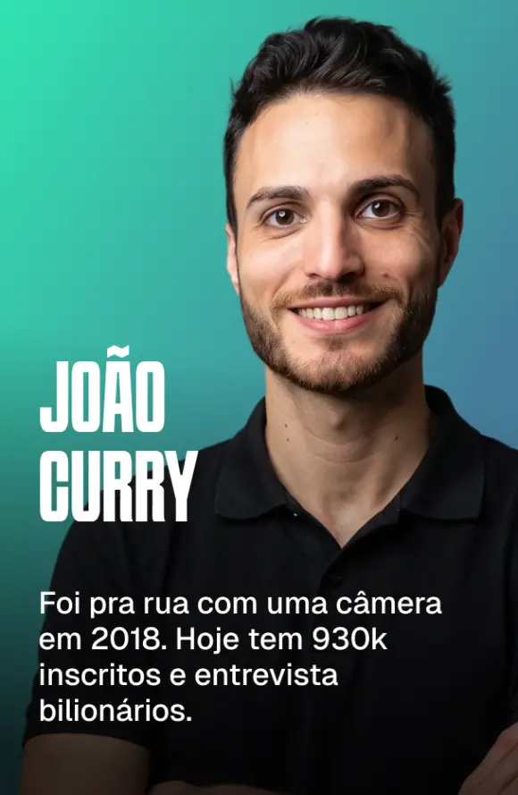 João Curry — foi pra rua com uma câmera em 2018. Hoje tem 930k inscritos e entrevista bilionários.